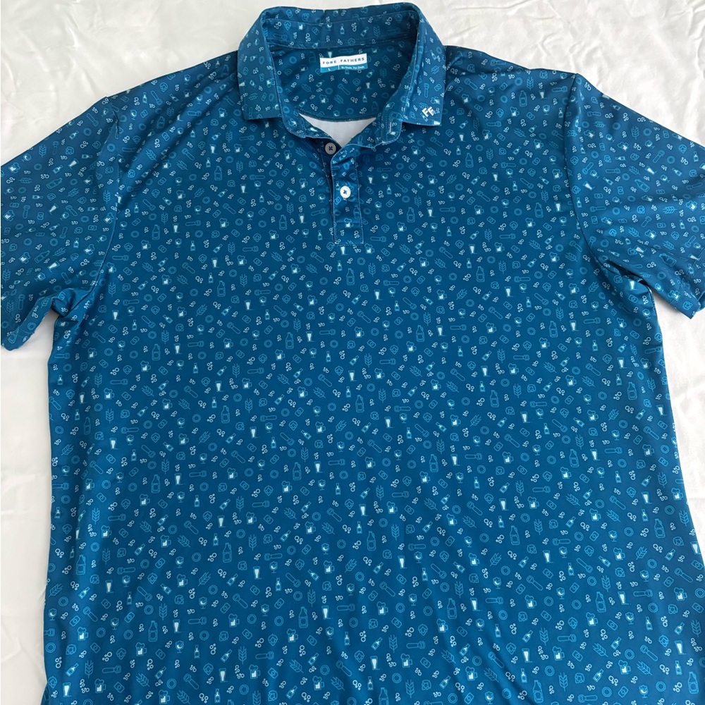 Fore Fathers‎ Polo Shirt Mens L Barley and Hops Golf Performance Stretch